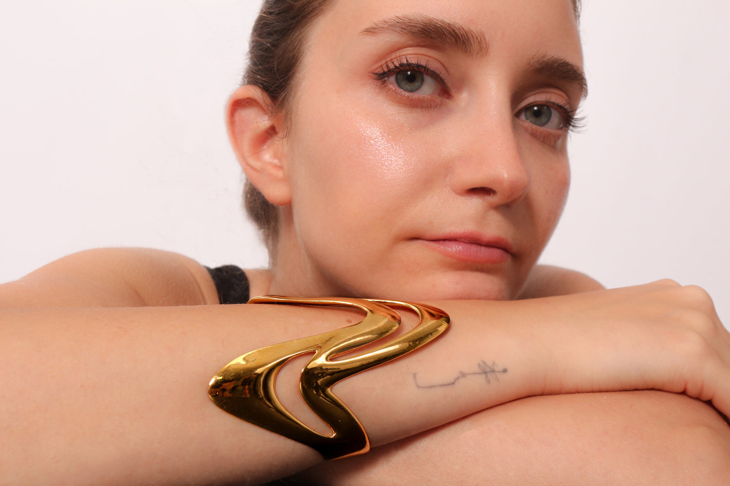 Sculptural Gold Forearm Cuff
